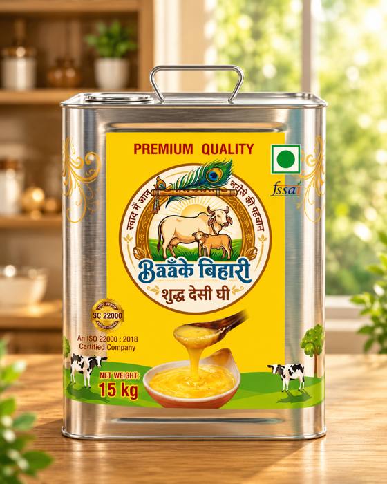 Banke Bihari 15 kg desi cow ghee tin